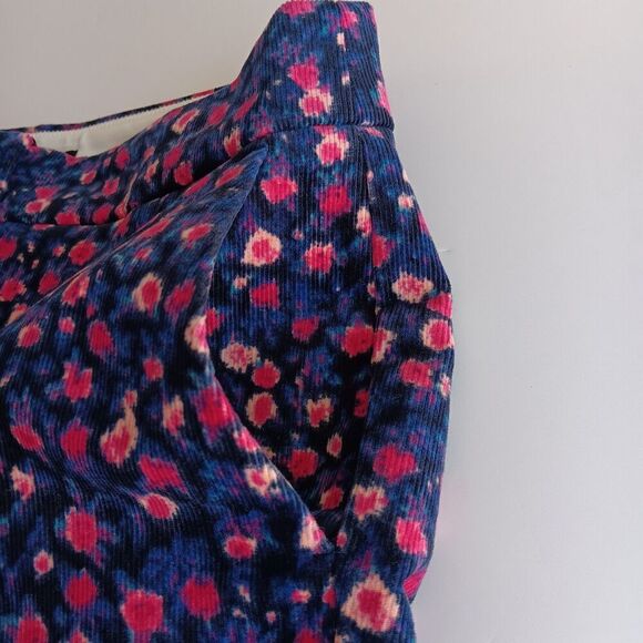 J. Crew Women's Size 8 Straight Leg Navy/Pink Floral Corduroy Trousers - Picture 7 of 12